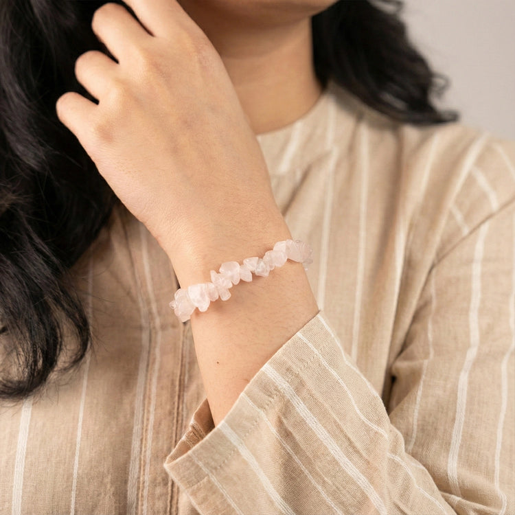 Rose Quartz Chips Bracelet Stretchable