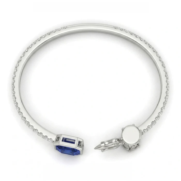 Shiv Damru Blue Stone Silver Bracelet