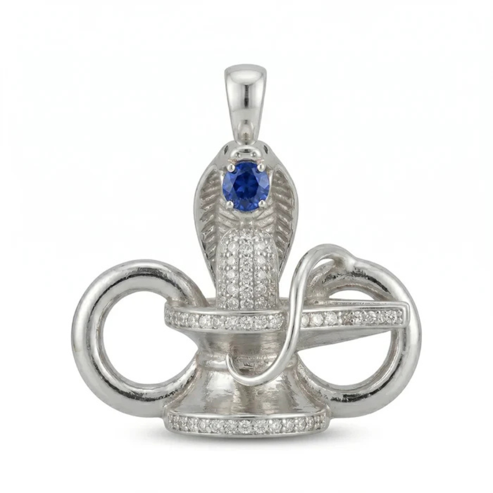 Divine Shivling Blue Stone Pendant – 925 Silver