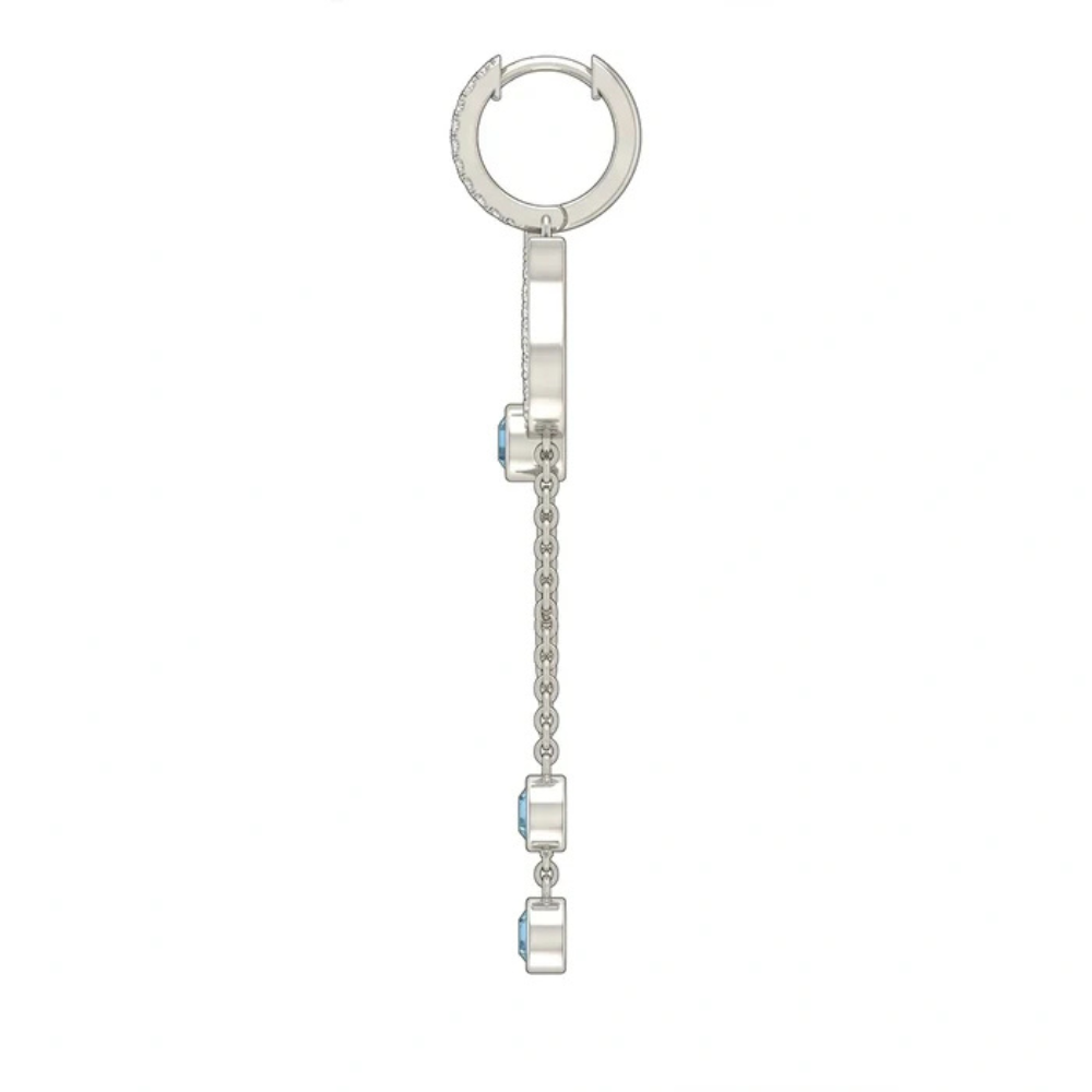 Trident Motif Moissanite Drop Earrings – 925 Silver
