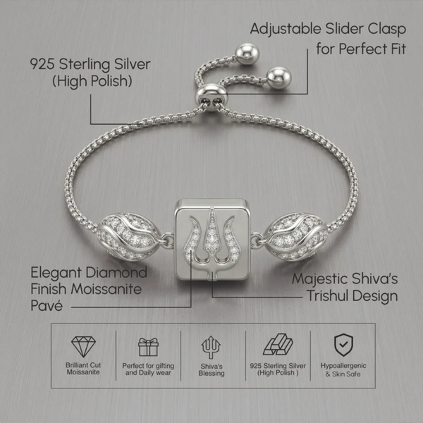 Trishul Charm Silver Bracelet