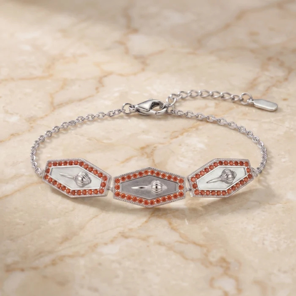 Hanuman's Mace Crystal Link Bracelet – 925 Silver