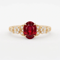 Oval Crimson Ruby Enchanted Blossom Botanical Ring