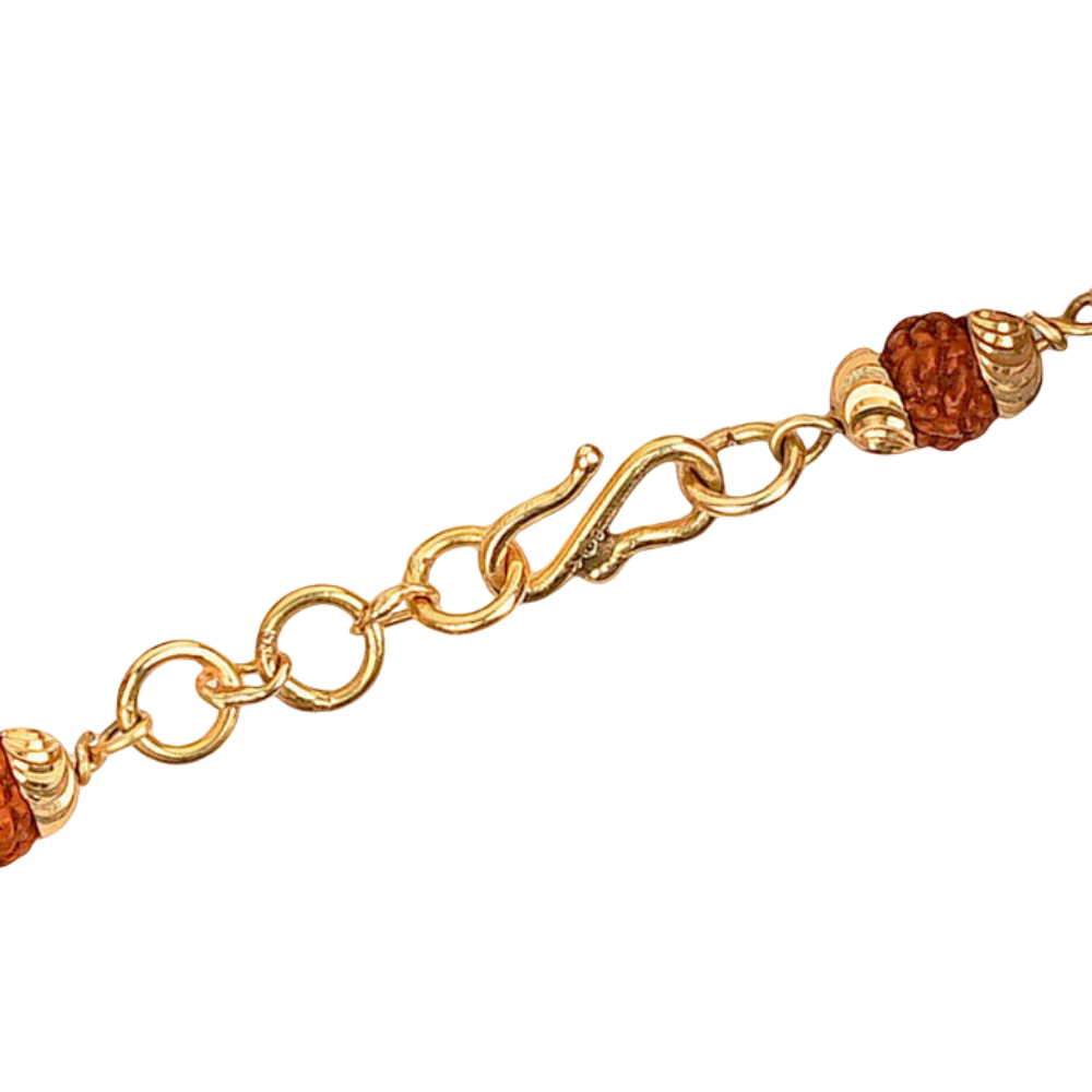 Original 5 Mukhi Rudraksha Gold Mickey Mouse Bracelet for Kids
