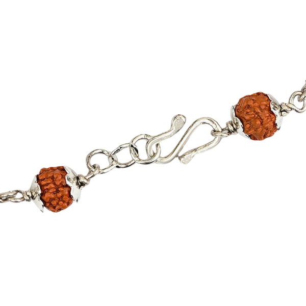 Original 5 Mukhi Rudraksha Silver Elephant Bracelet for Kids - 10 Beads