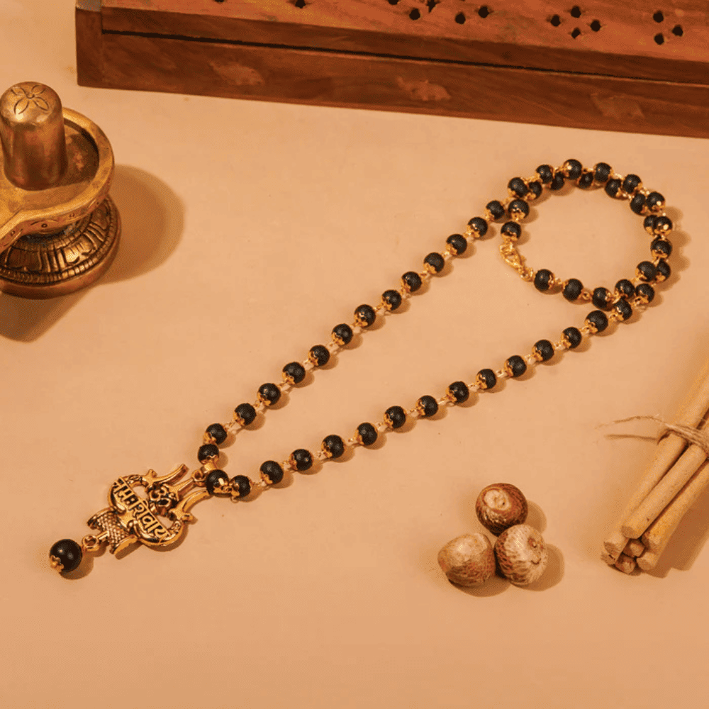 Original Shiv Trishul Karungali Mala (Gold)