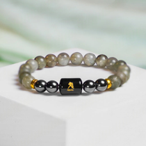 Aquarius Zodiac Kumbh Rashi Bracelet with Labradorite & Hematite