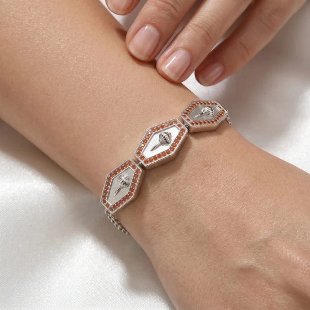 Hanuman's Mace Crystal Link Bracelet – 925 Silver