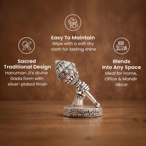 999 Silver Plated Shri Hanuman Gada Idol