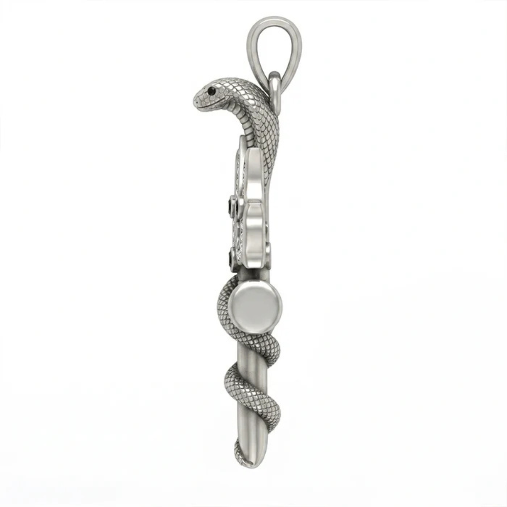 Spiritual Trident and Cobra Serpent Moissanite Pendant – 925 Silver