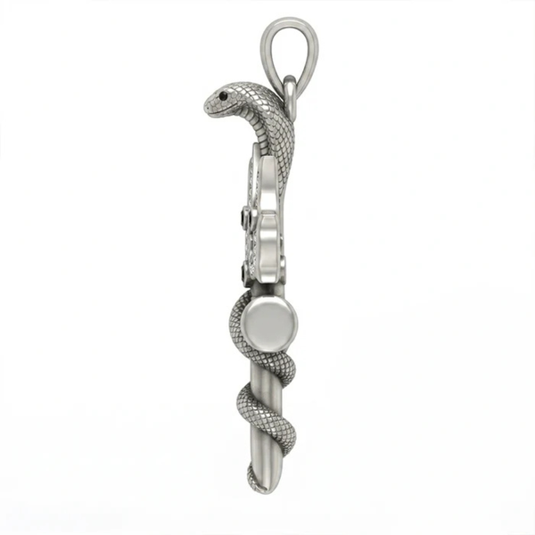 Spiritual Trident and Cobra Serpent Moissanite Pendant – 925 Silver