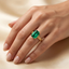 Emerald Cut Zambian Emerald Vintage Scroll Solitaire Ring