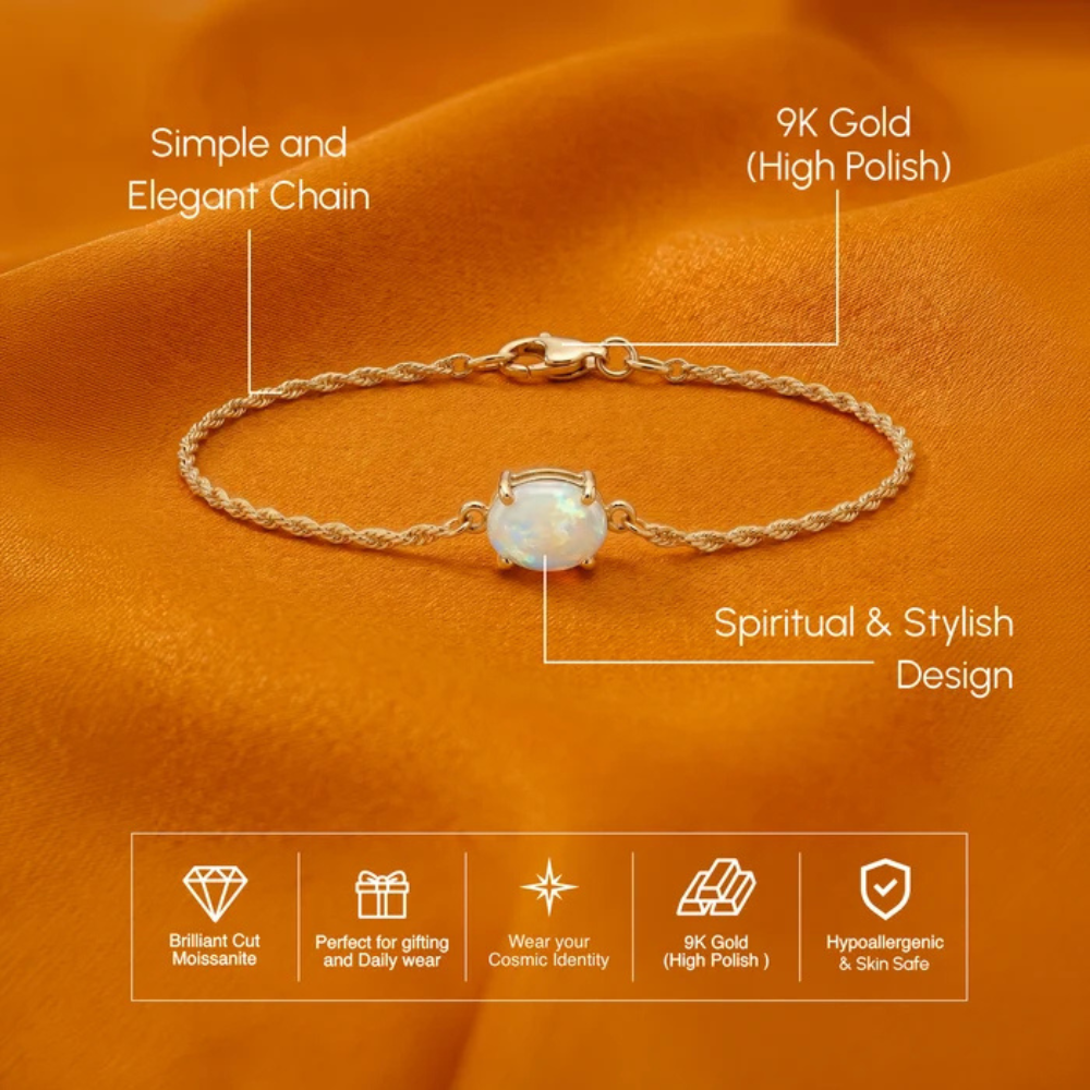 Elegant Cushion Opal Solitaire Bracelet