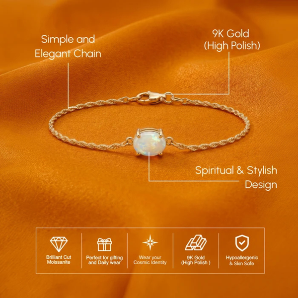 Elegant Cushion Opal Solitaire Bracelet