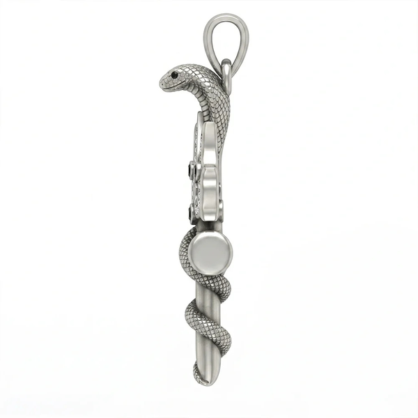 Spiritual Trident and Cobra Serpent Moissanite Pendant – 925 Silver