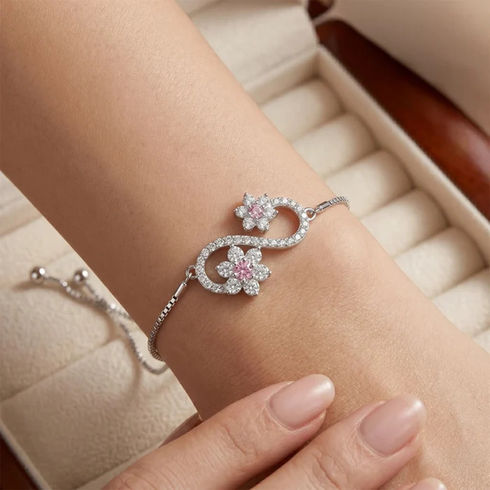 Infinity Flower Silver Bracelet