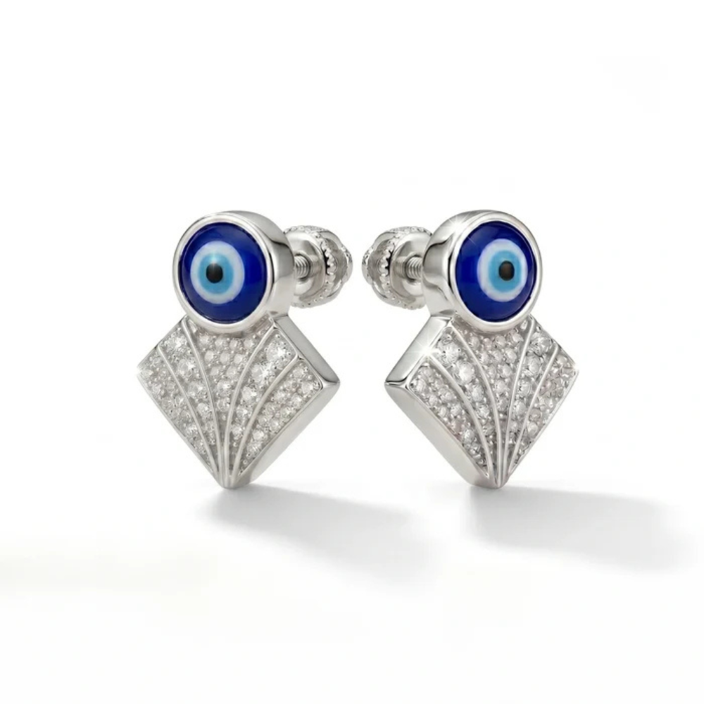 Evil Eye Drop Silver Earrings – for Women