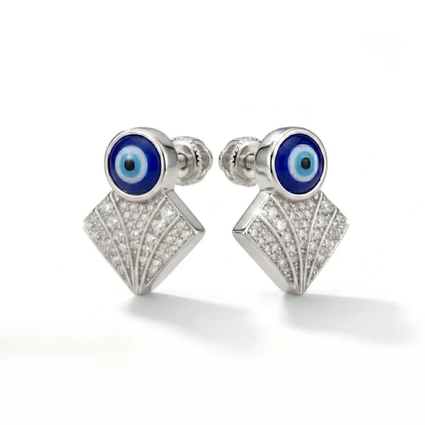 Evil Eye Drop Silver Earrings – for Women