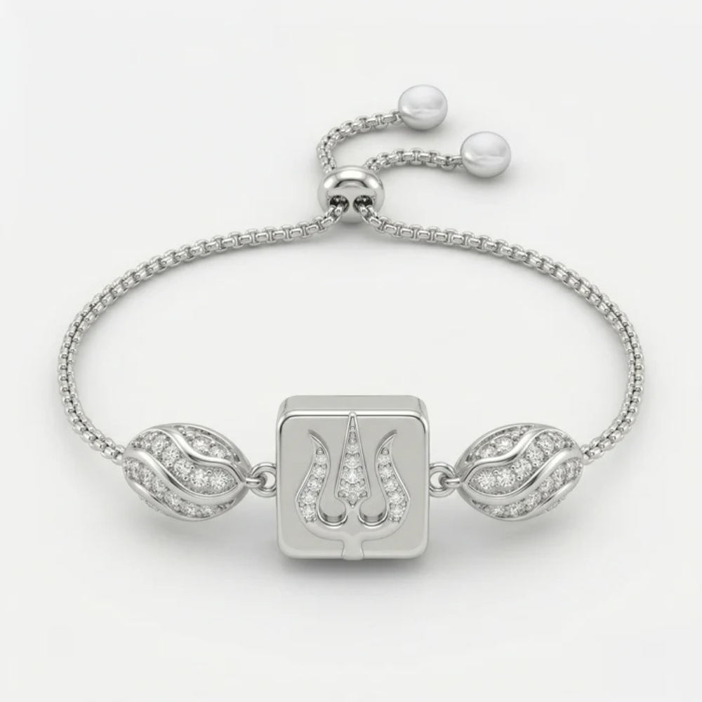 Trishul Charm Silver Bracelet