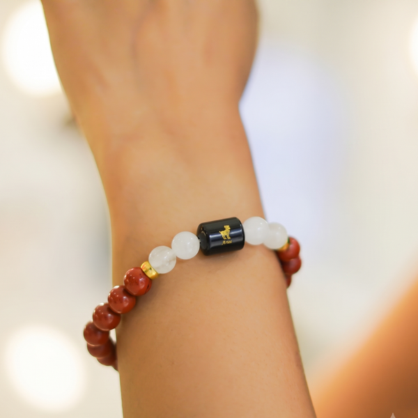 Aries Zodiac Mesh Rashi Bracelet with Red Jasper & Moonstone