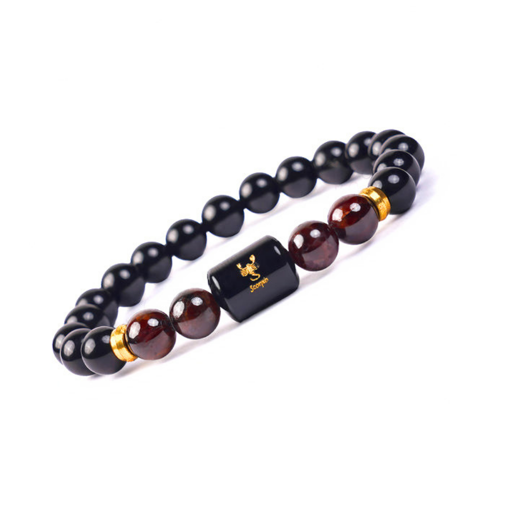 Scorpio Zodiac Vrishchik Rashi Bracelet with Obsidian & Garnet Secondary image