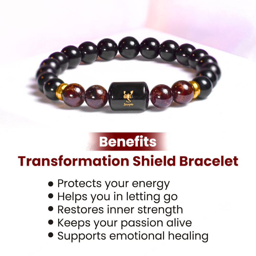 Scorpio Zodiac Vrishchik Rashi Bracelet with Obsidian & Garnet