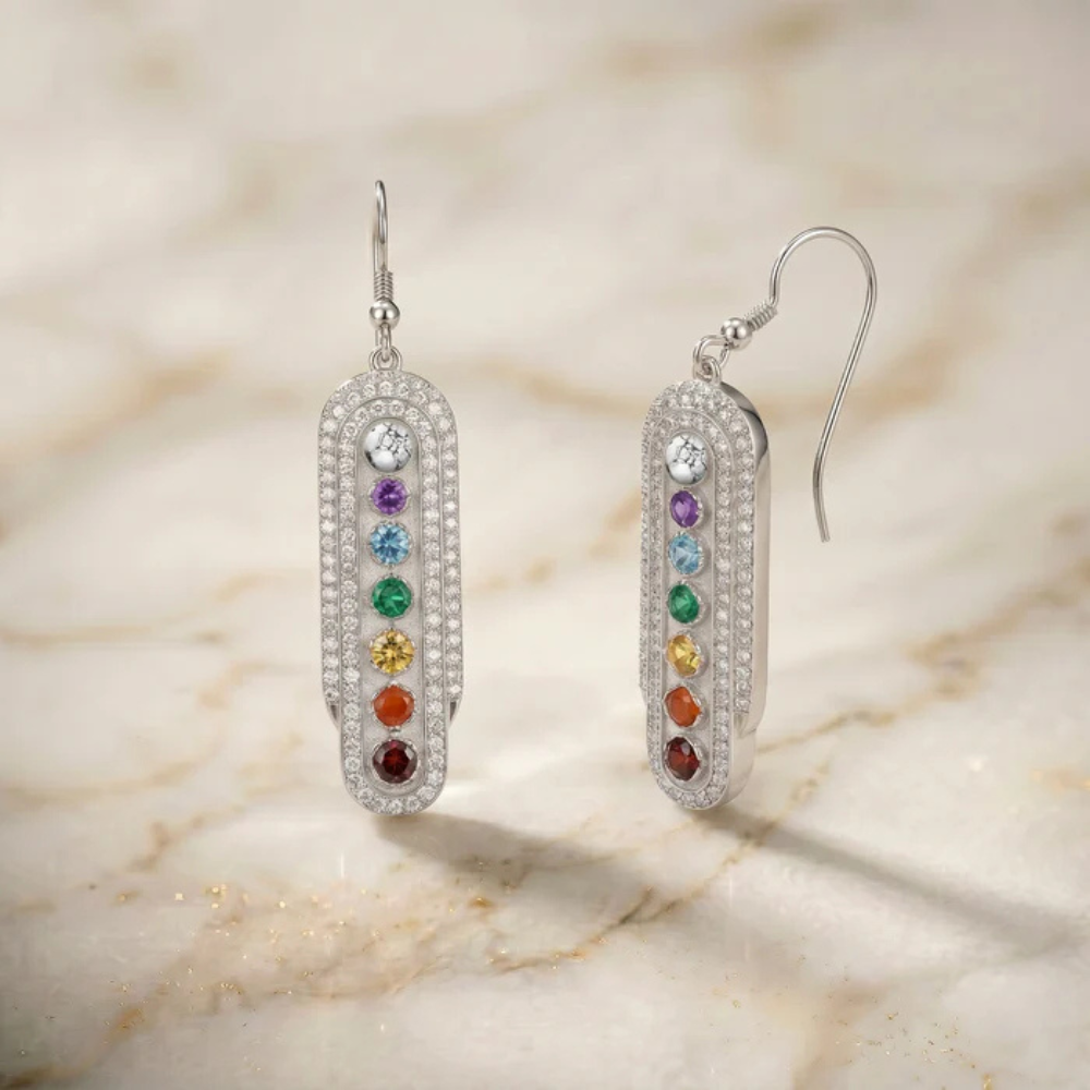 Navratna Drop Silver Earrings – for Women