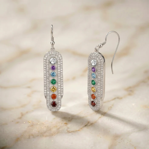Navratna Drop Silver Earrings – for Women