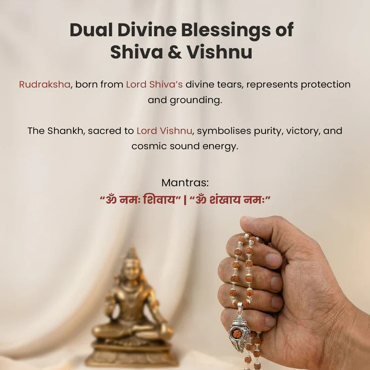 Divya Shankh Rudraksha Mala with Om Bead Karungali Mala Secondary image