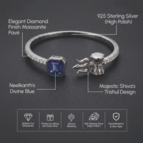 Shiv Damru Blue Stone Silver Bracelet
