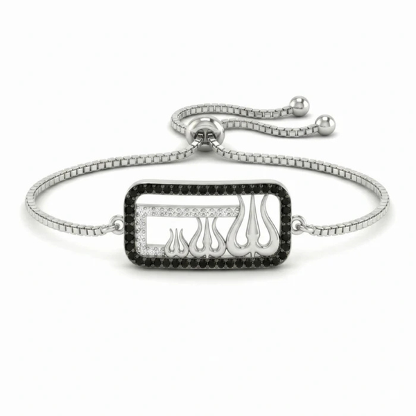 Om Engraved Silver Bracelet