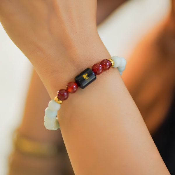Virgo Zodiac Kanya Rashi Bracelet with Amazonite & Carnelian