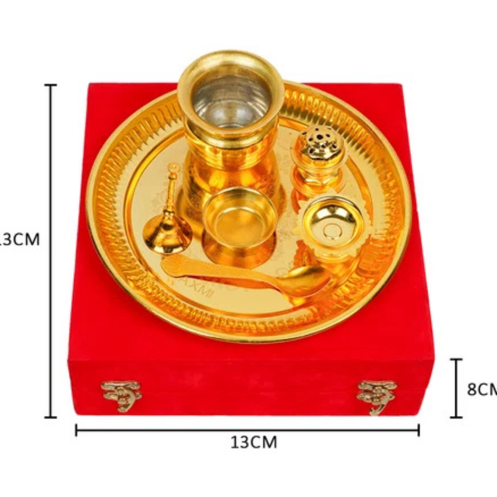 Premium Pooja Thali Set with Royal Red Velvet Box