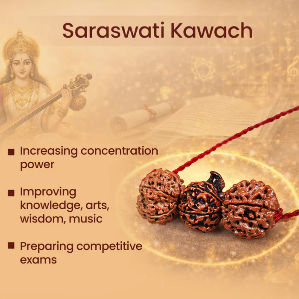 Saraswati Gyaan Kavach – 4 & 6 Mukhi + Ganesh Rudraksha