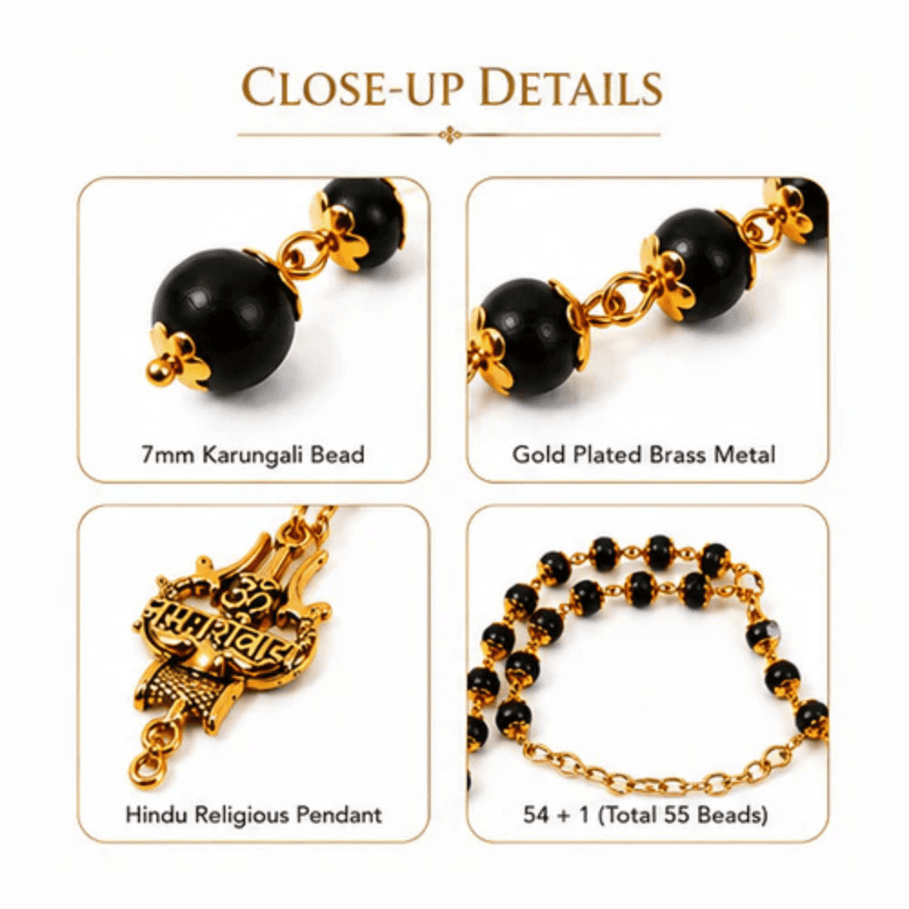 Original Shiv Trishul Karungali Mala (Gold)