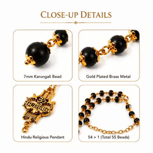 Original Shiv Trishul Karungali Mala (Gold)