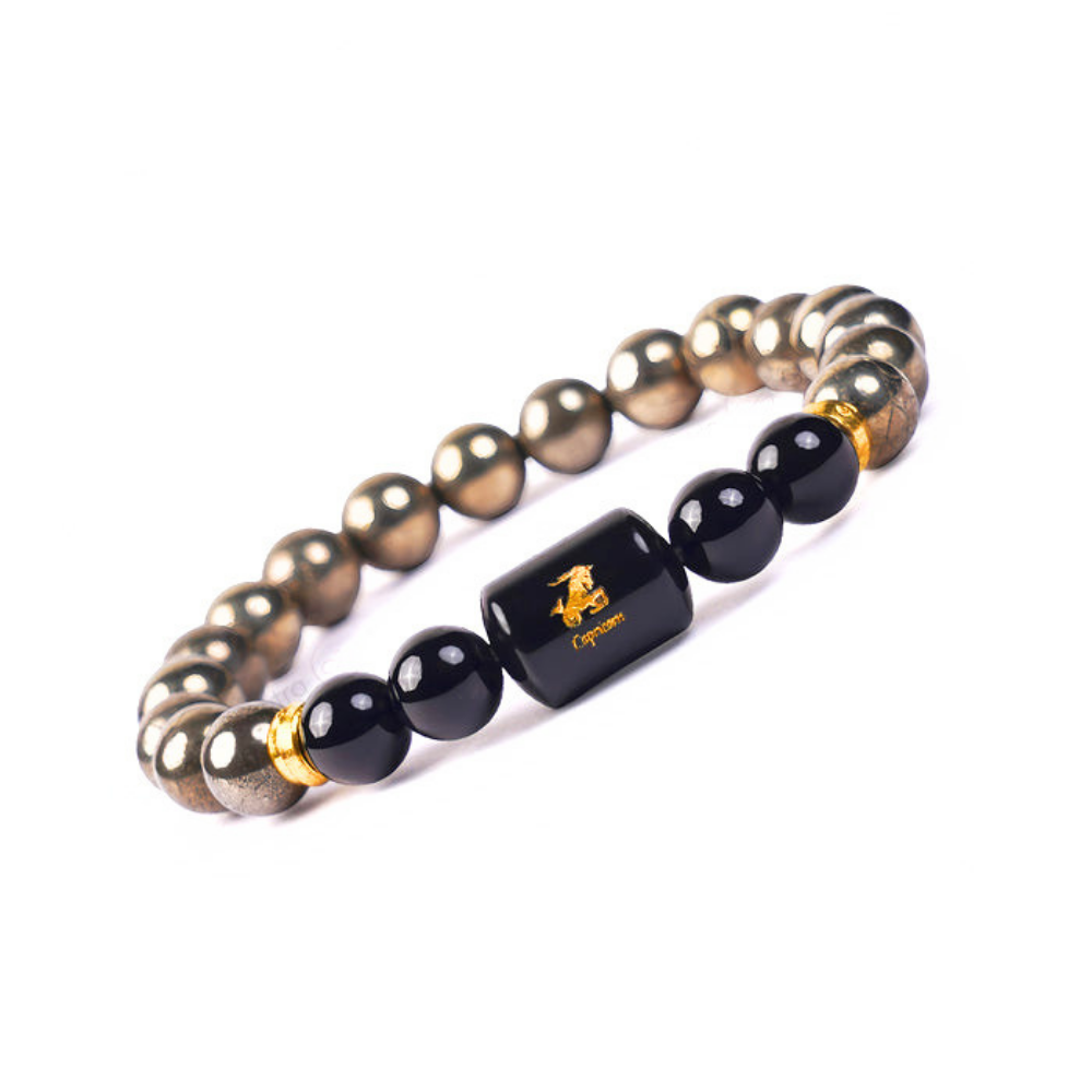 Capricorn Zodiac Makar Rashi Bracelet with Pyrite & Black Onyx Secondary image