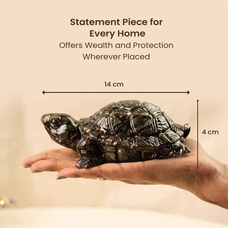 Vastu Pyrite Tortoise Combo – Small Kachhua with Big Kachhua