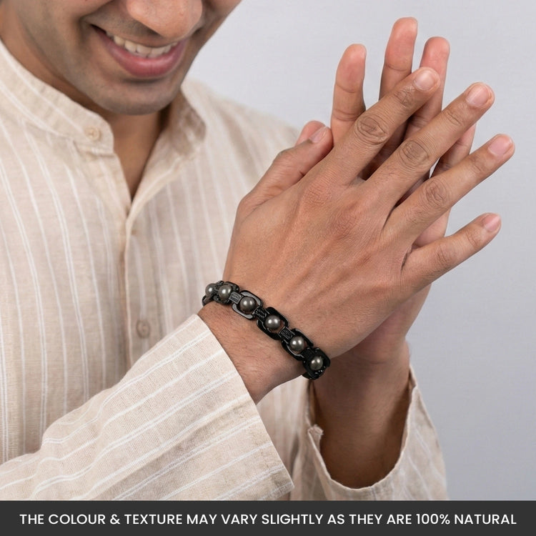 Metal Raw Pyrite Bracelet - Black
