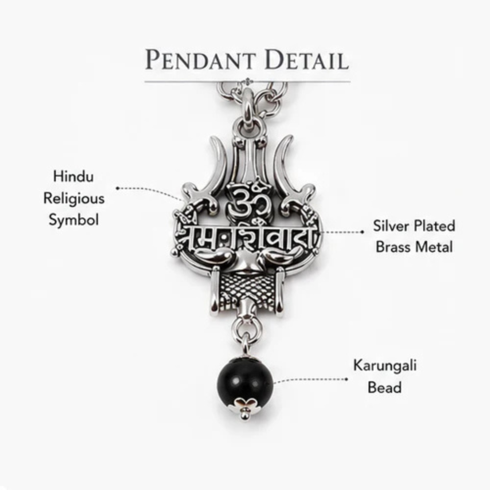 Original Shiv Trishul Karungali Mala (Silver)