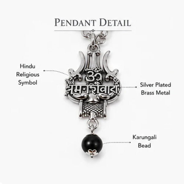 Original Shiv Trishul Karungali Mala (Silver)