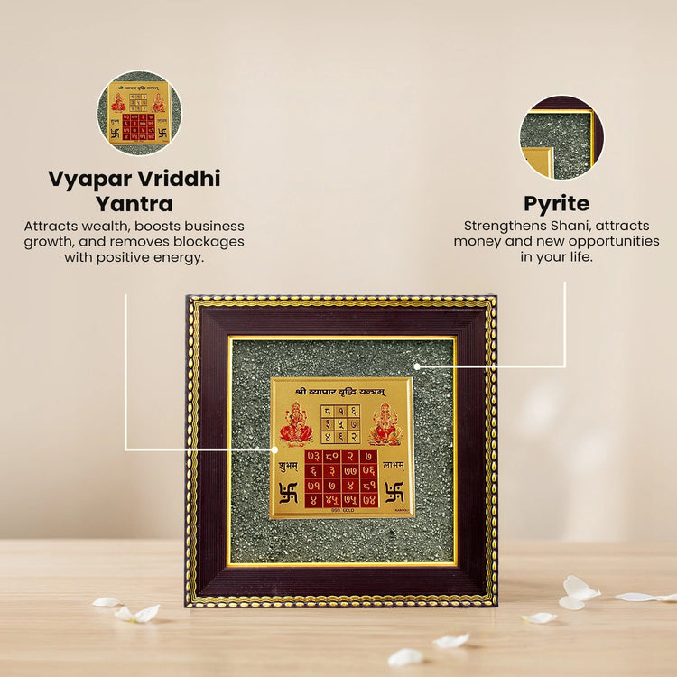 Vyapar Vriddhi Yantra on Raw Pyrite Frame Secondary image