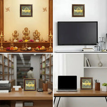 7 Horses Raw Pyrite Frame with Vyapar Vriddhi Frame Combo