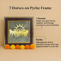 7 Horses Raw Pyrite Frame with Vyapar Vriddhi Frame Combo