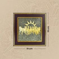 7 Horses Raw Pyrite Frame with Vyapar Vriddhi Frame Combo