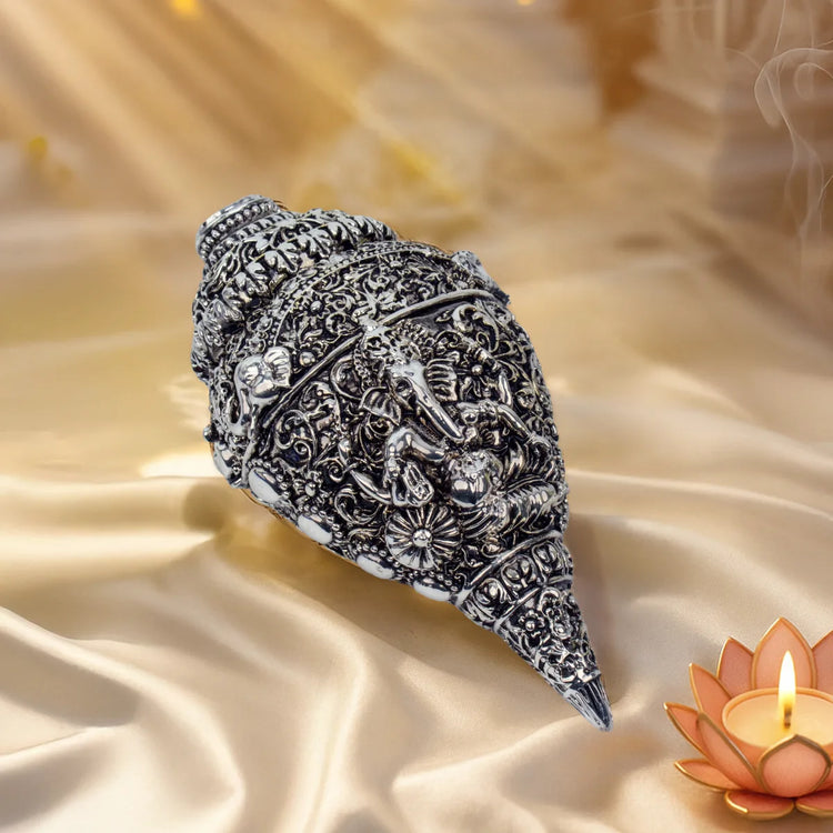 Silver Plated Ganesh Shankh (Conch) Main image