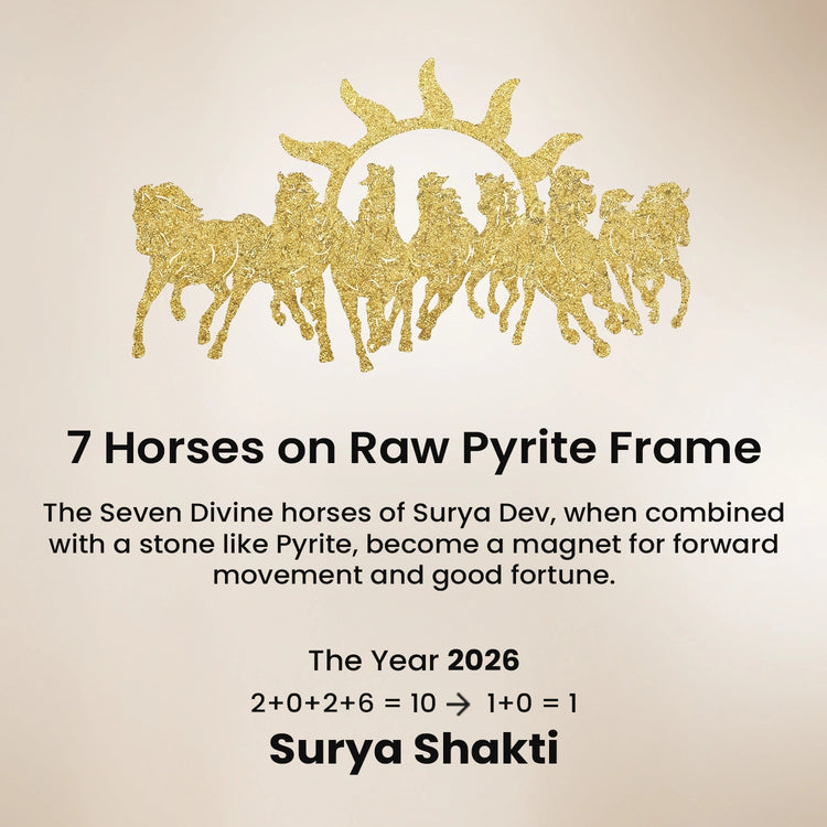 Vastu Shakti Combo – 7 Horses on Pyrite Frame with Pyrite Tortoise