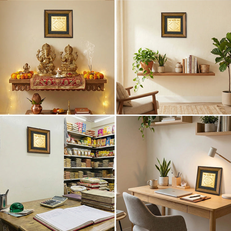 Grah Shanti Yantra with Black Tourmaline Frame