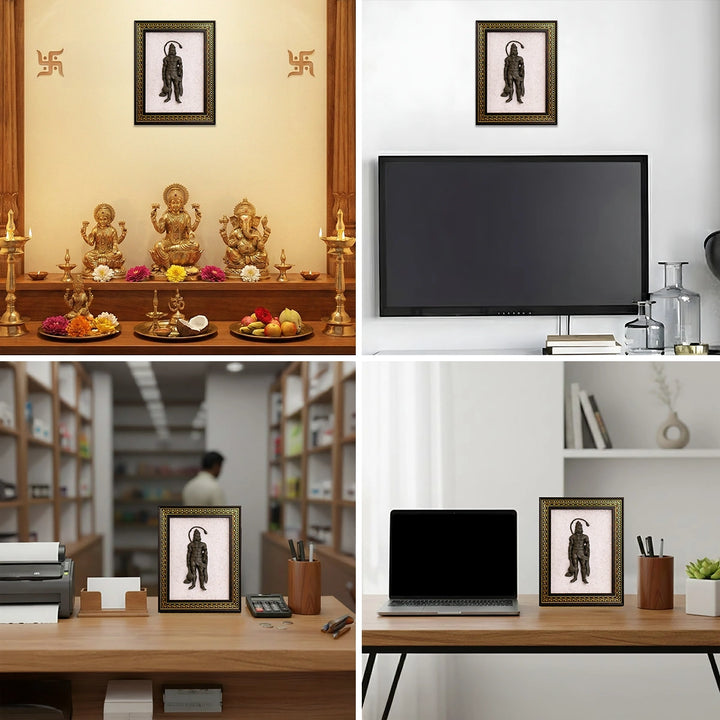 Pyrite Hanuman Ji on Selenite Frame