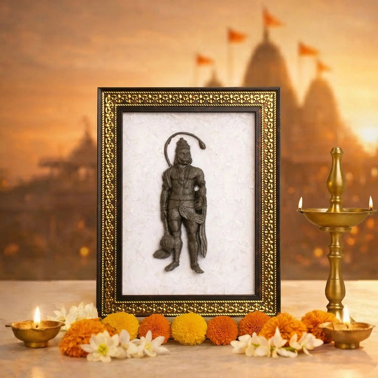 Siddh Pyrite Hanuman Ji on Selenite Frame Main image